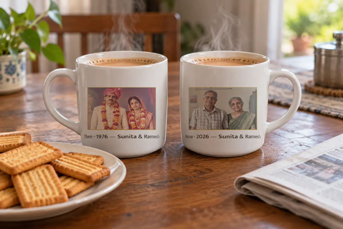 Matching then and now mugs
